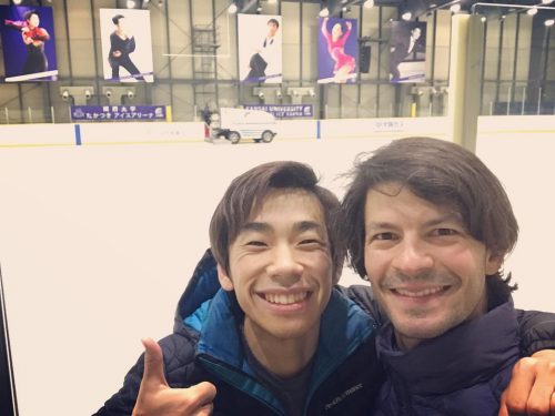 二人の笑顔が眩しい。ステファンランビエールと織田信成さんのツーショット写真を公開。