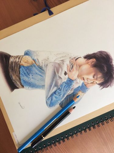 まるでアート。羽生結弦のイラストを色鉛筆で描いた作品が傑作