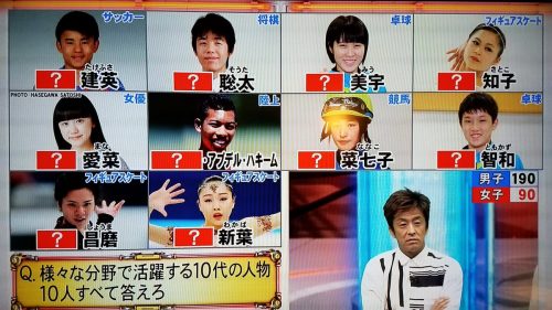 ネプリーグの10代で活躍するアスリートに宇野昌磨・ 宮原知子・樋口新葉がクイズとして出題される