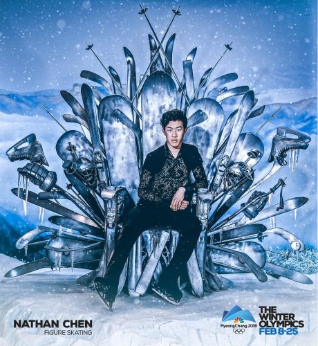 ネイサン・チェンのオリンピック広告ポスターが貫禄ある王者の風格