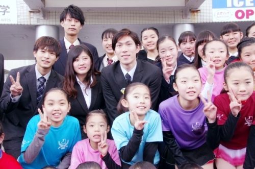 加計孝太郎理事長が田中刑事選手を激励。平昌冬季五輪代表内定を祝して倉敷で壮行式。