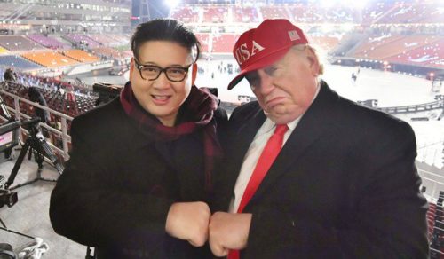 【平昌五輪】開会式の裏で…　偽トランプ＆偽金正恩の“共演”が世界中で話題に　最後は退場!?