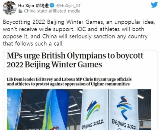 中国「2022年冬季オリンピックをボイコットすれば、強力に“制裁”する」