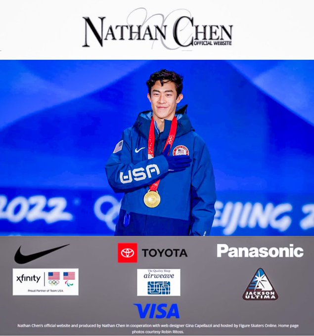 ネイサン・チェン選手 オフィシャルWebサイト トップが北京オリンピック2022表彰式の写真になりました